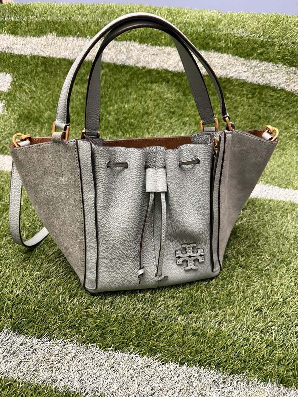 Tory Burch McGraw Dragonfly Leather Drawstring Tote Crossbody Bag